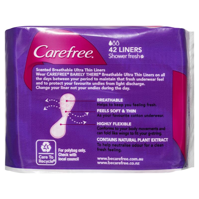 Carefree Barely There Shower Fresh Scented Panty Liners 42 Pack